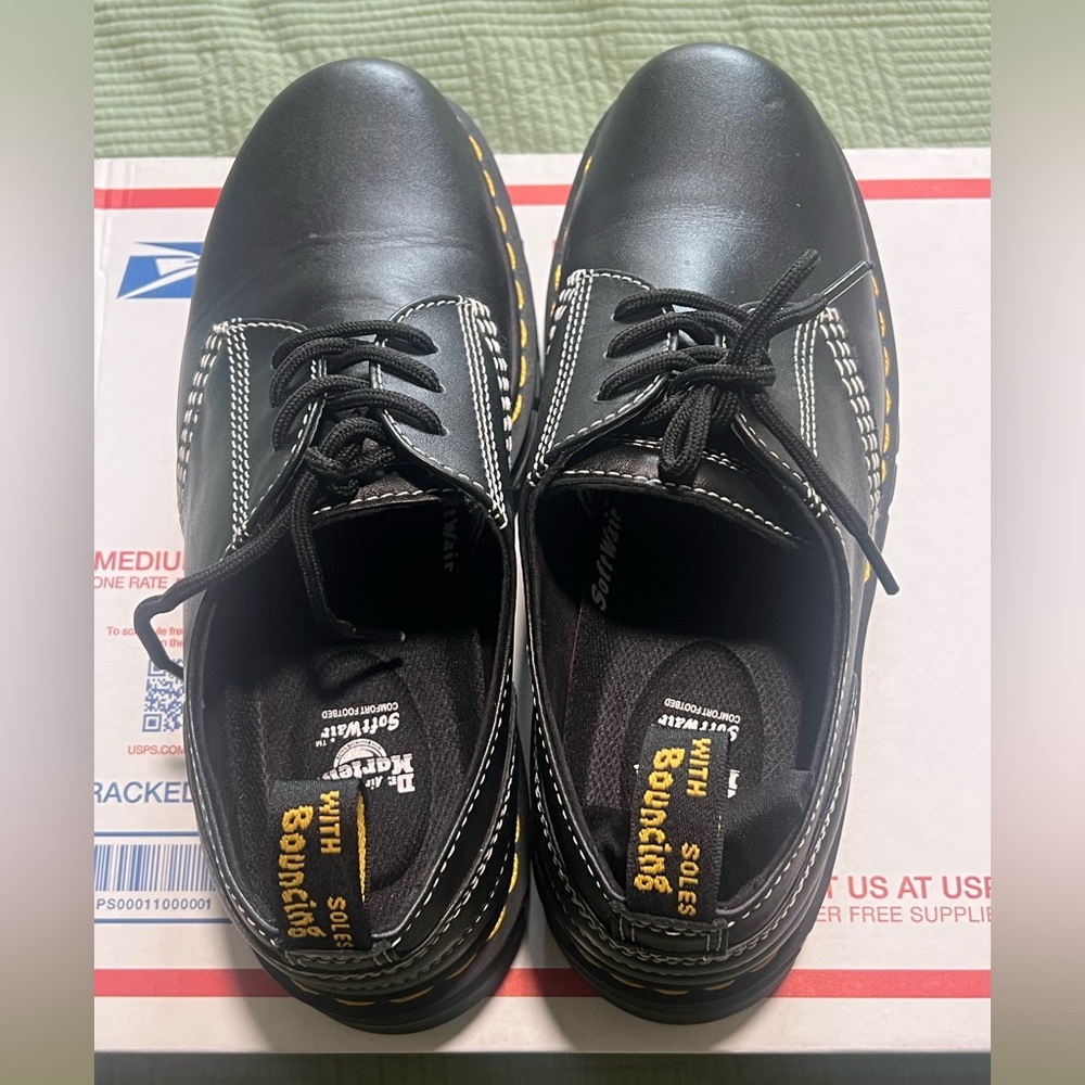 DR. MARTENS AUDRICK 3i QUILTED PLATFORM DERBY WOMEN LACE-UP BLACK SHOES SIZE 10